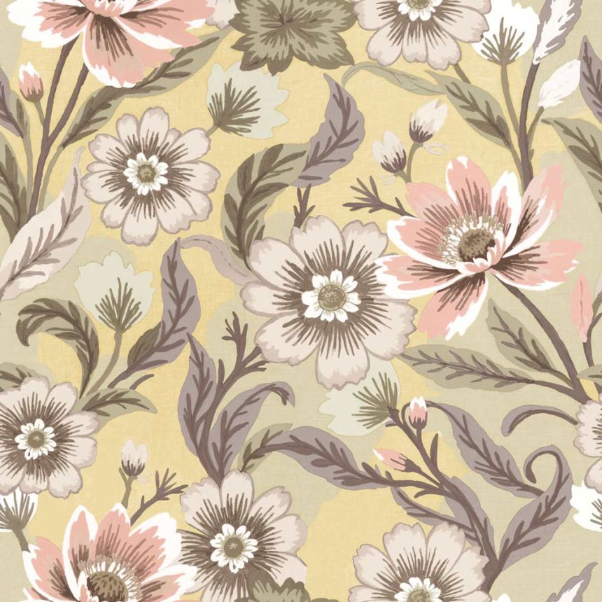 Wallpaper, ochre, flowers, 2011, Rio, Parato by Cristiana Masi