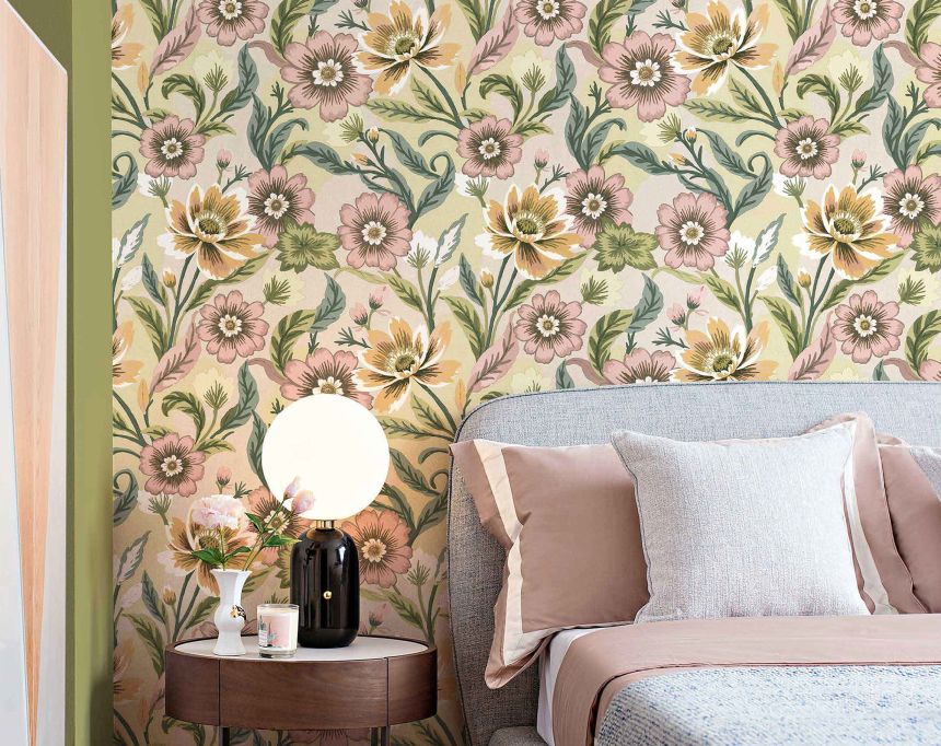 Wallpaper, grey-beige, flowers, 2012, Rio, Parato by Cristiana Masi