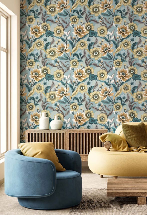 Wallpaper, blue, flowers, 2014, Rio, Parato by Cristiana Masi