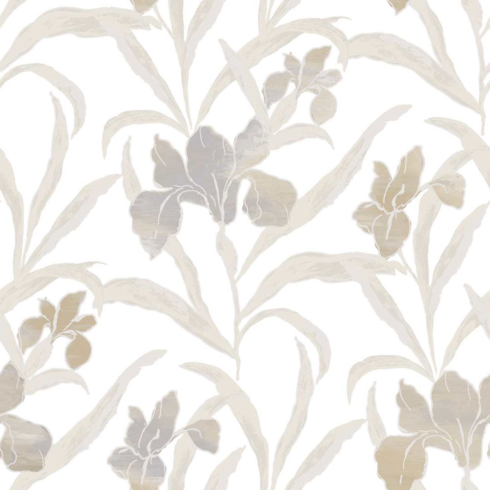 Wallpaper, grey-beige, flowers, 2020, Rio, Parato by Cristiana Masi