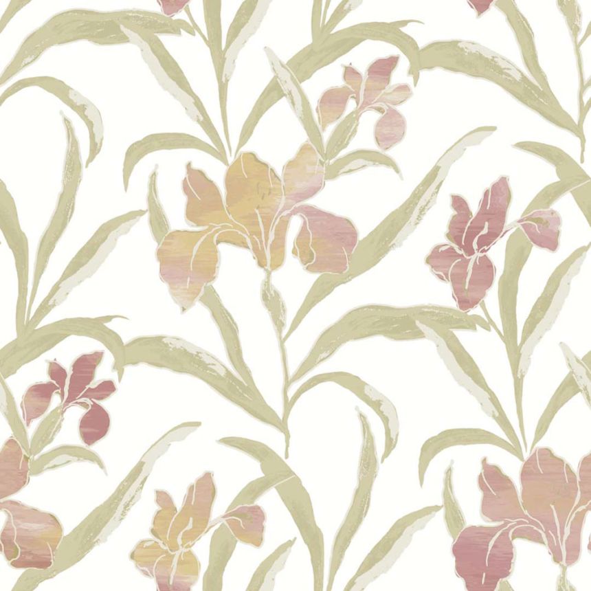 Wallpaper, pink-green, flowers, 2021, Rio, Parato by Cristiana Masi