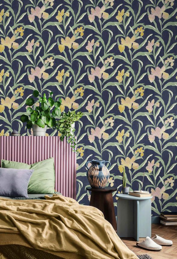 Wallpaper, blue, flowers, 2025, Rio, Parato by Cristiana Masi