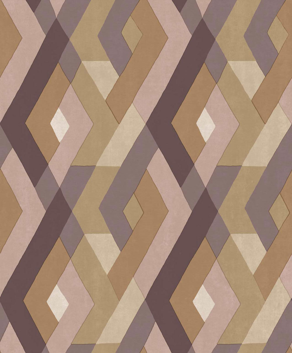 Geometric wallpaper, brown-purple, 2032, Rio, Parato by Cristiana Masi