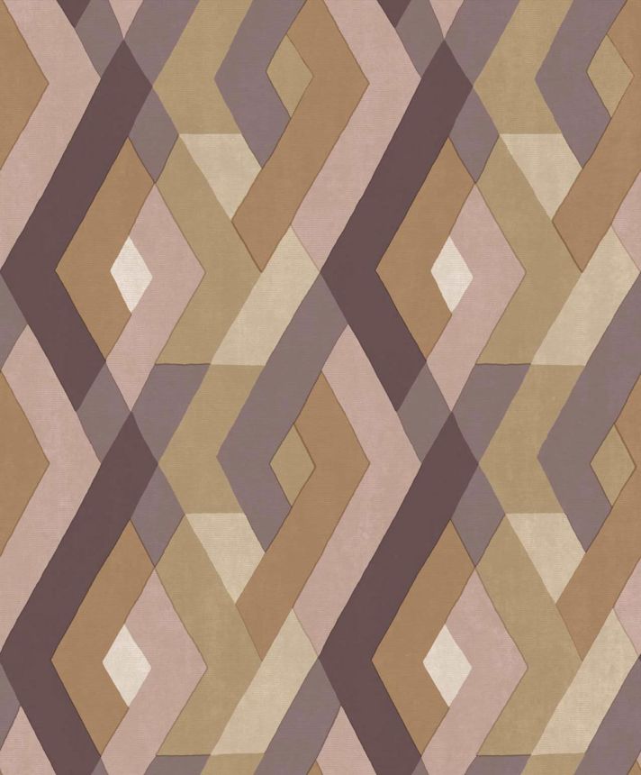 Geometric wallpaper, brown-purple, 2032, Rio, Parato by Cristiana Masi