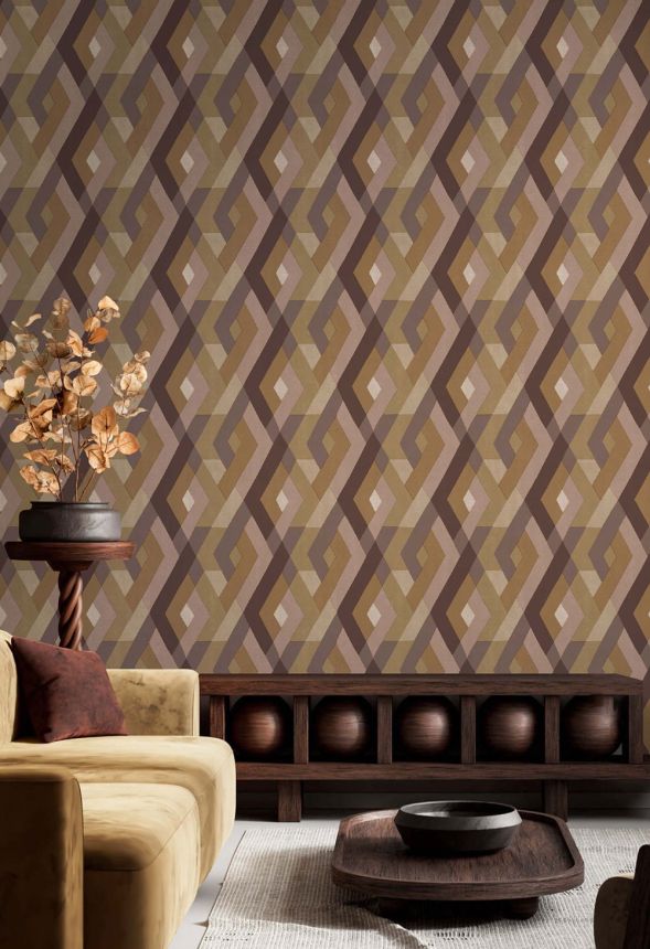 Geometric wallpaper, brown-purple, 2032, Rio, Parato by Cristiana Masi