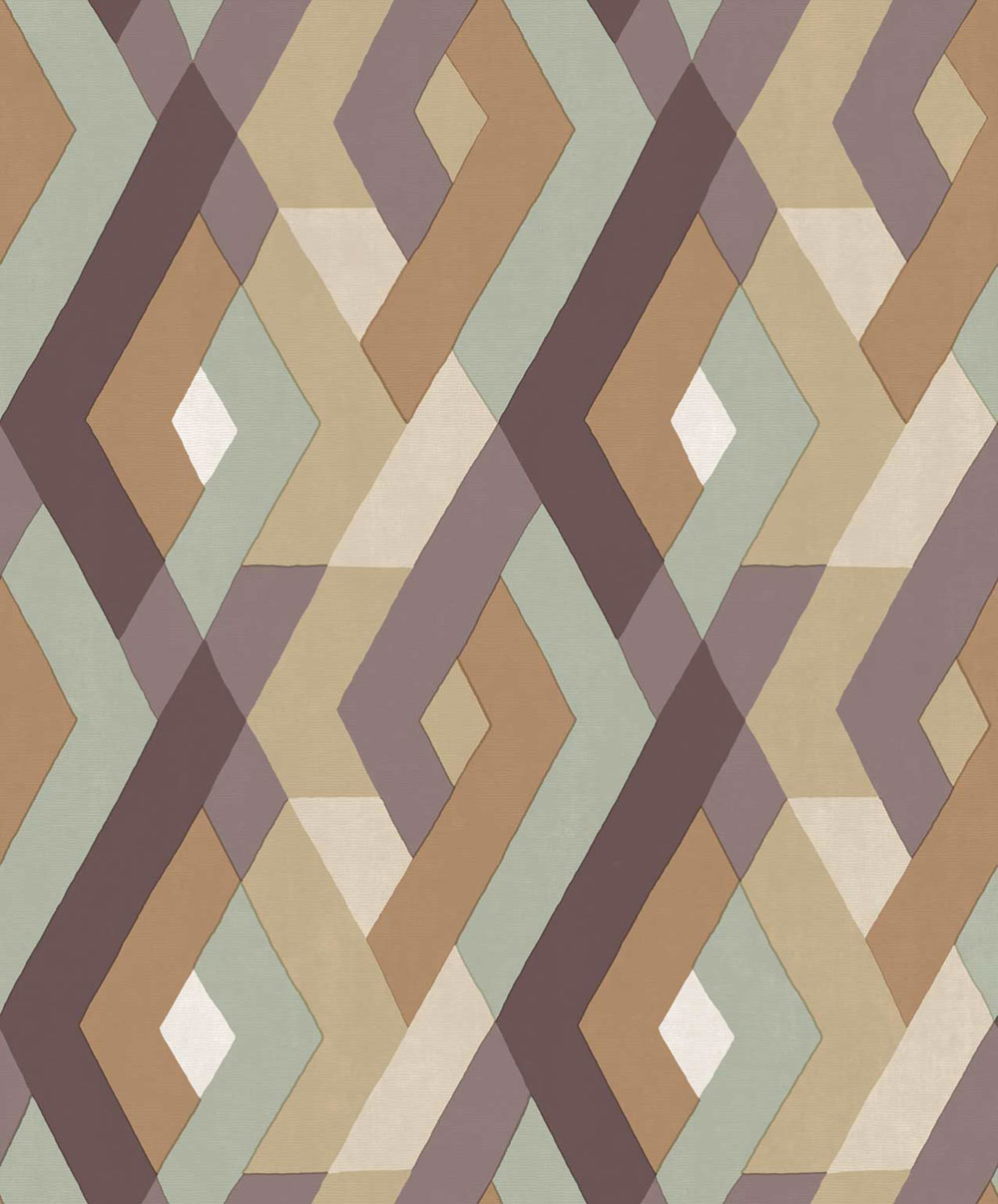 Geometric wallpaper, brown-green, 2033, Rio, Parato by Cristiana Masi