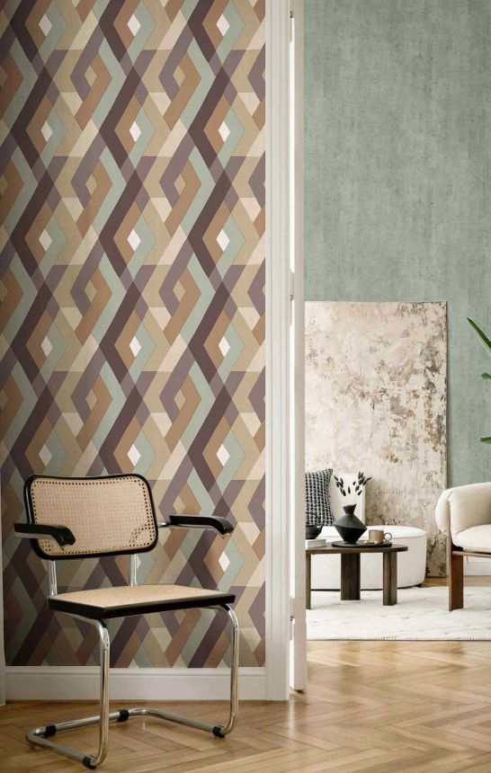 Geometric wallpaper, brown-green, 2033, Rio, Parato by Cristiana Masi