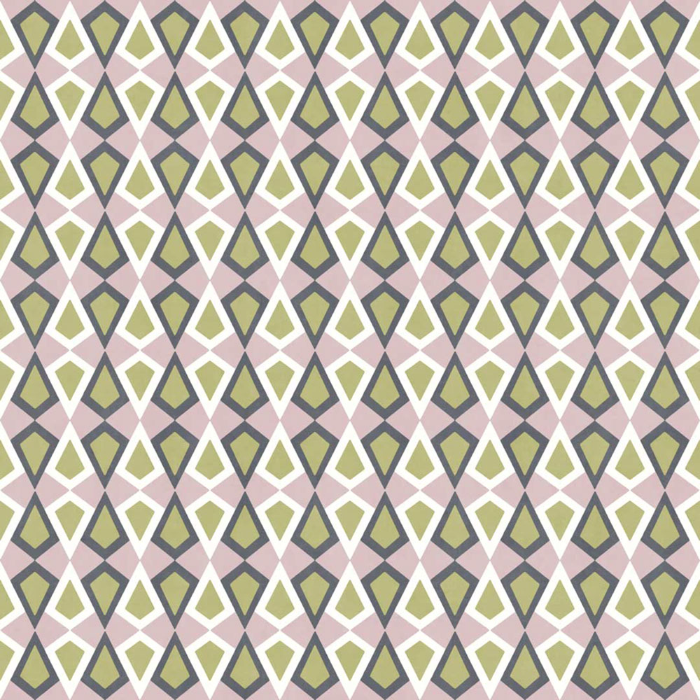 Geometric wallpaper, green, lilac, 2036, Rio, Parato by Cristiana Masi