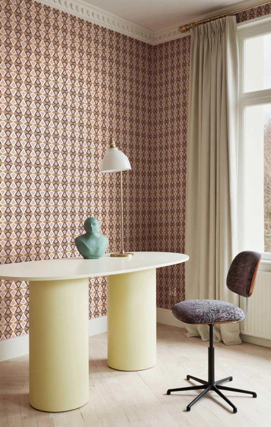 Geometric wallpaper, brown-purple, 2038, Rio, Parato by Cristiana Masi