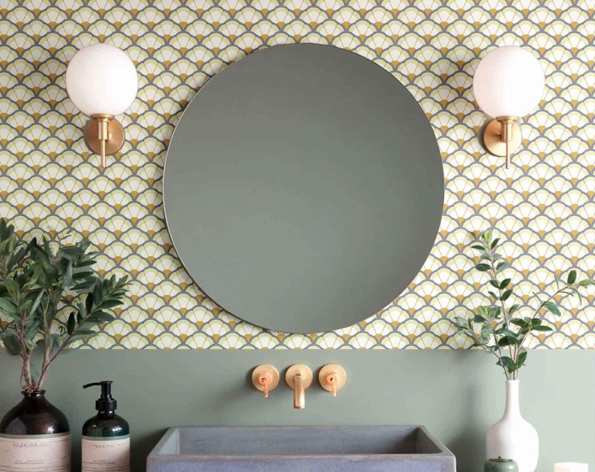 Wallpaper, flowers, beige-blue, 2042, Rio, Parato by Cristiana Masi