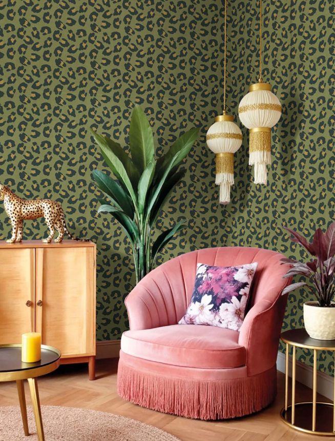 Wallpaper, leopard print, green, 2047, Rio, Parato by Cristiana Masi