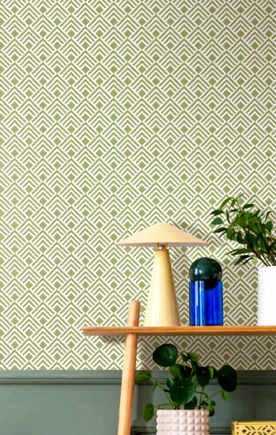 Geometric wallpaper, green, 2050, Rio, Parato by Cristiana Masi