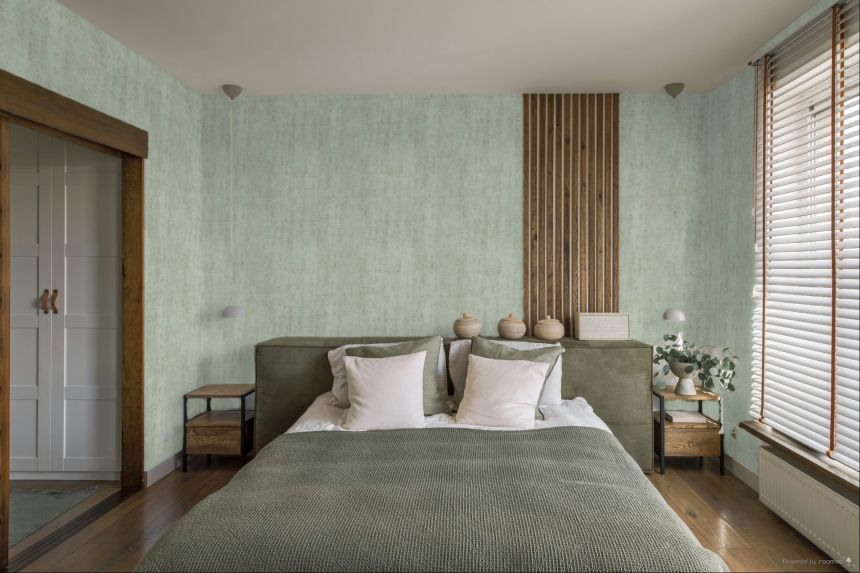 Wallpaper, concrete, plaster effect, green, 2072, Rio, Parato by Cristiana Masi