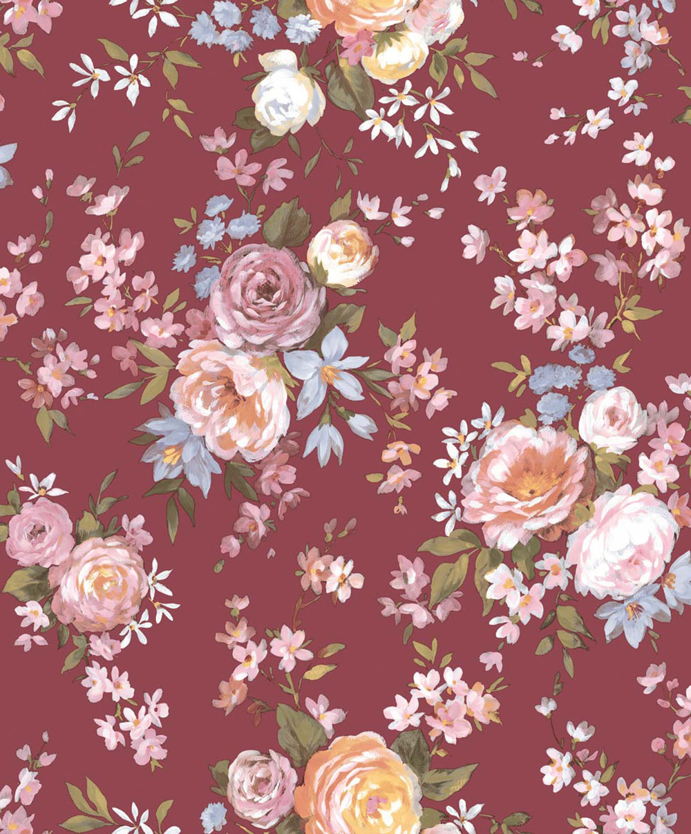 Wallpaper, red, flowers, 8312, Blooming Garden 2, Parato by Cristiana Masi