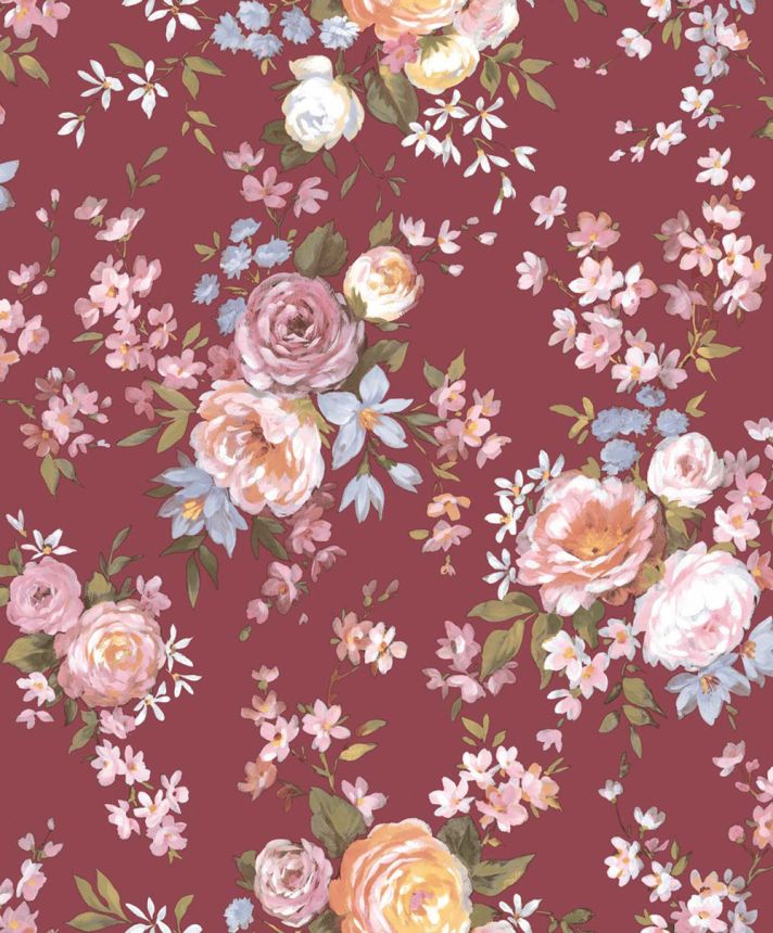 Wallpaper, red, flowers, 8312, Blooming Garden 2, Parato by Cristiana Masi