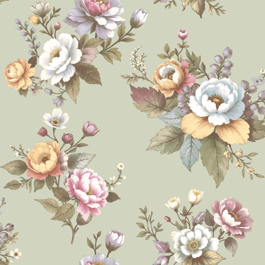 Wallpaper, green, flowers, 8331, Blooming Garden 2, Parato by Cristiana Masi
