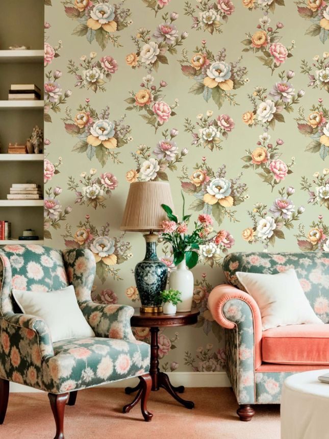 Wallpaper, green, flowers, 8331, Blooming Garden 2, Parato by Cristiana Masi