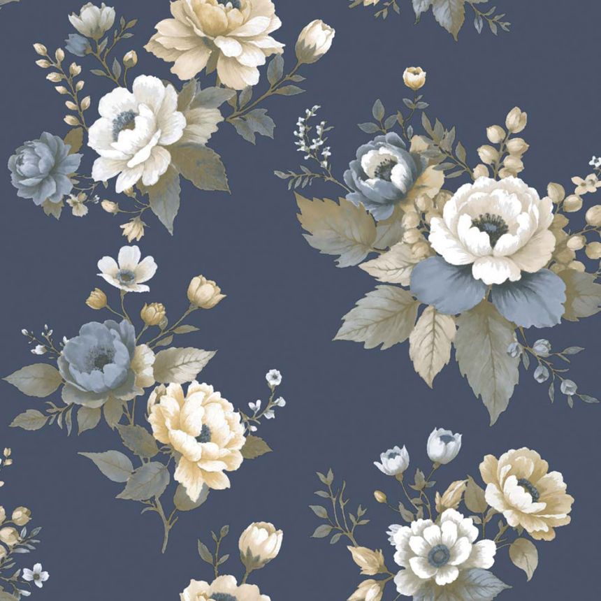 Wallpaper, blue, flowers, 8332, Blooming Garden 2, Parato by Cristiana Masi