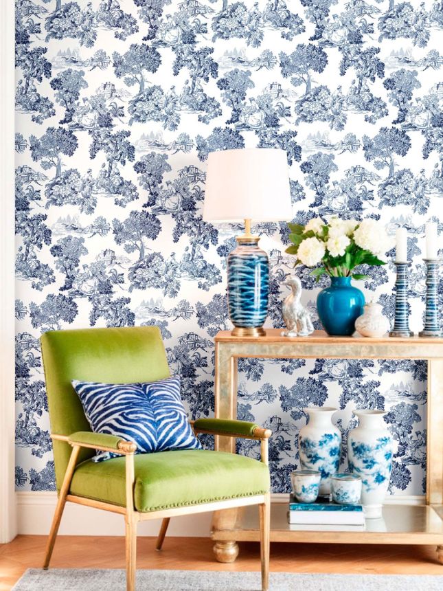 Wallpaper, blue, romantic, 8342, Blooming Garden 2, Parato by Cristiana Masi