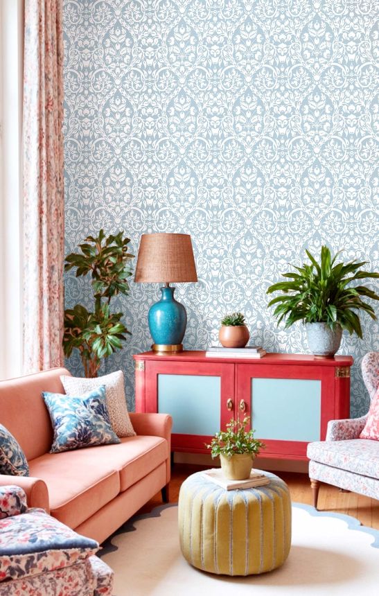 Wallpaper, blue, ornaments, 8349, Blooming Garden 2, Parato by Cristiana Masi