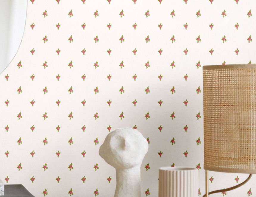 Wallpaper, green-red, flowers, 8368, Blooming Garden 2, Parato by Cristiana Masi