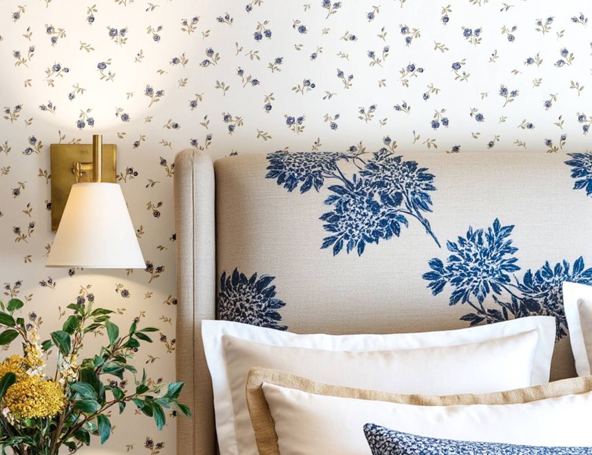 Wallpaper, blue-brown, flowers, 8372, Blooming Garden 2, Parato by Cristiana Masi