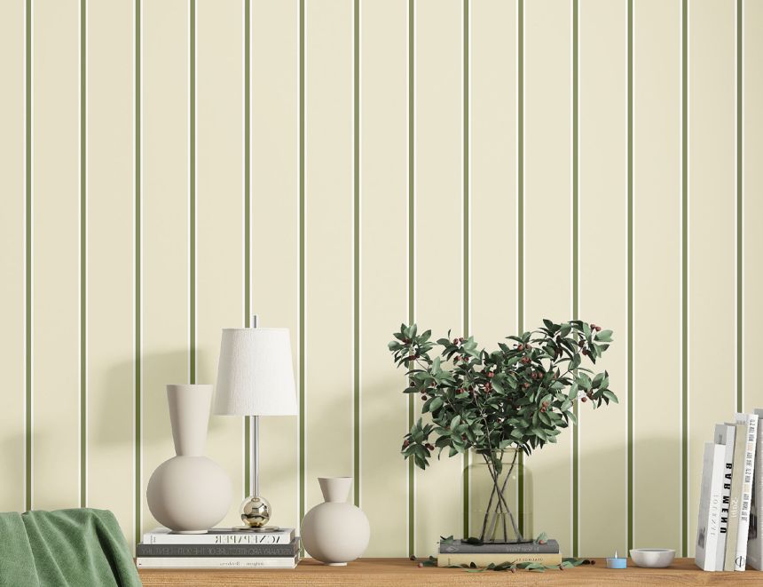 Wallpaper, green, stripes, 8380, Blooming Garden 2, Parato by Cristiana Masi