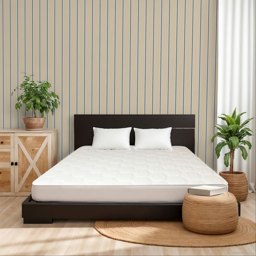 Wallpaper, beige-blue, stripes, 8382, Blooming Garden 2, Parato by Cristiana Masi