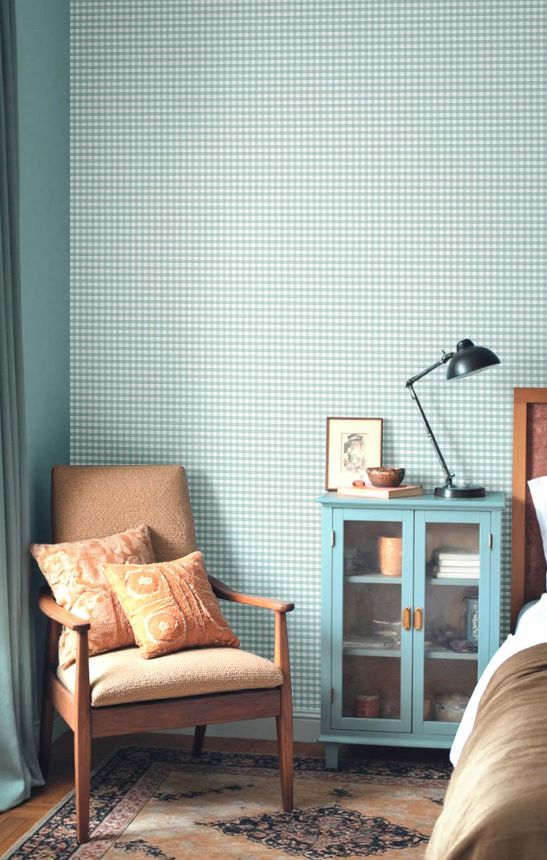 Wallpaper, turquoise, fabric imitation, 8392, Blooming Garden 2, Parato by Cristiana Masi