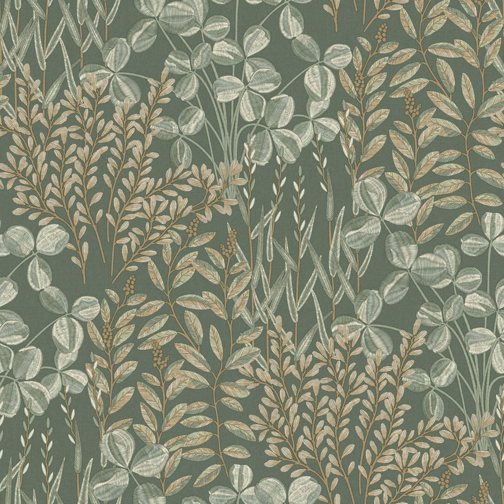 Wallpaper, green, leaves and grass, A78901, Inia, Grandeco