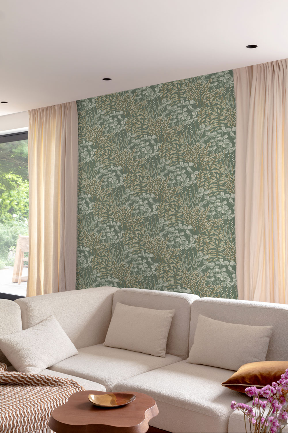 Wallpaper, green, leaves and grass, A78901, Inia, Grandeco