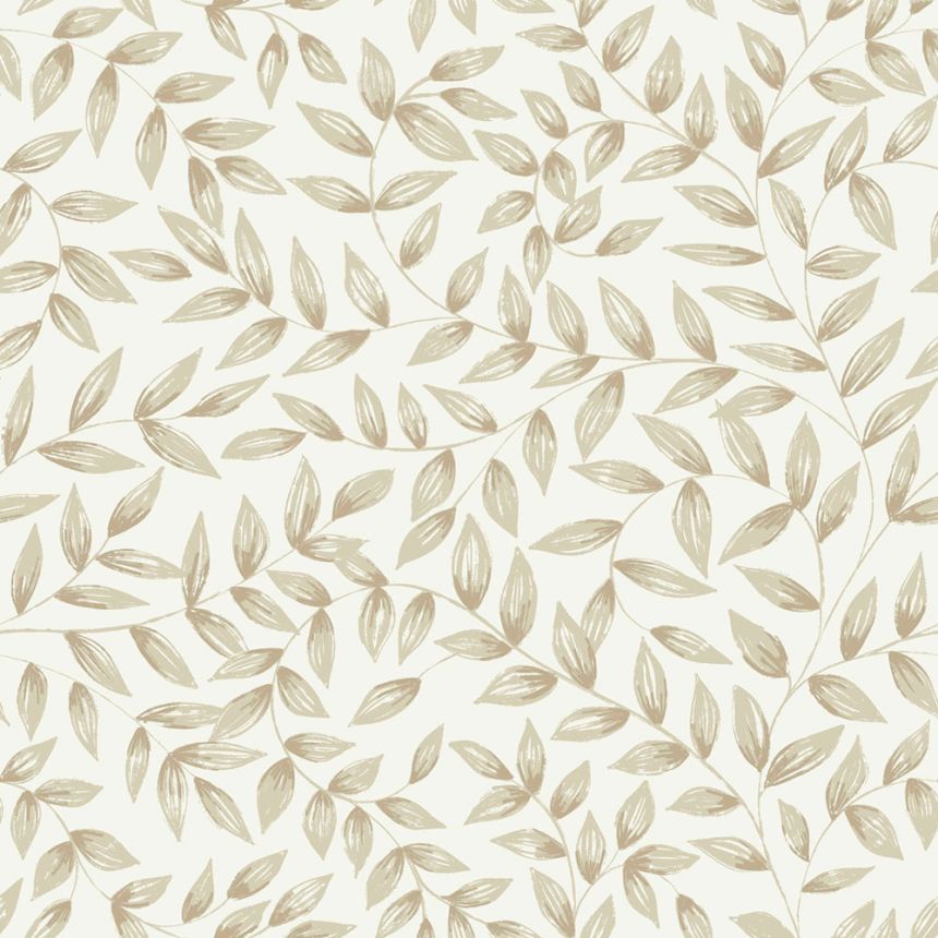 Wallpaper, beige, leaves, A79201, Inia, Grandeco