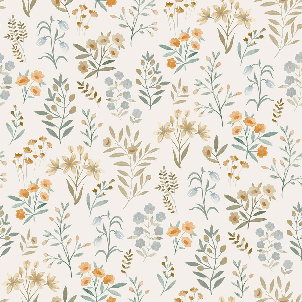 Wallpaper, blue, flowers, A80101, Inia, Grandeco