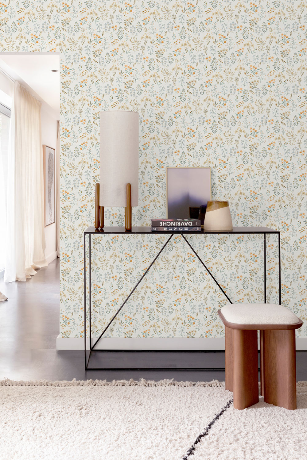 Wallpaper, blue, flowers, A80101, Inia, Grandeco