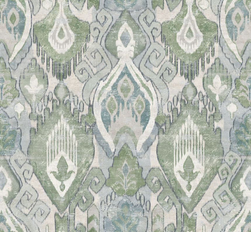 Wallpaper, green-blue, ethnic patterns, 142306, Jaipur, Graham Brown Premium