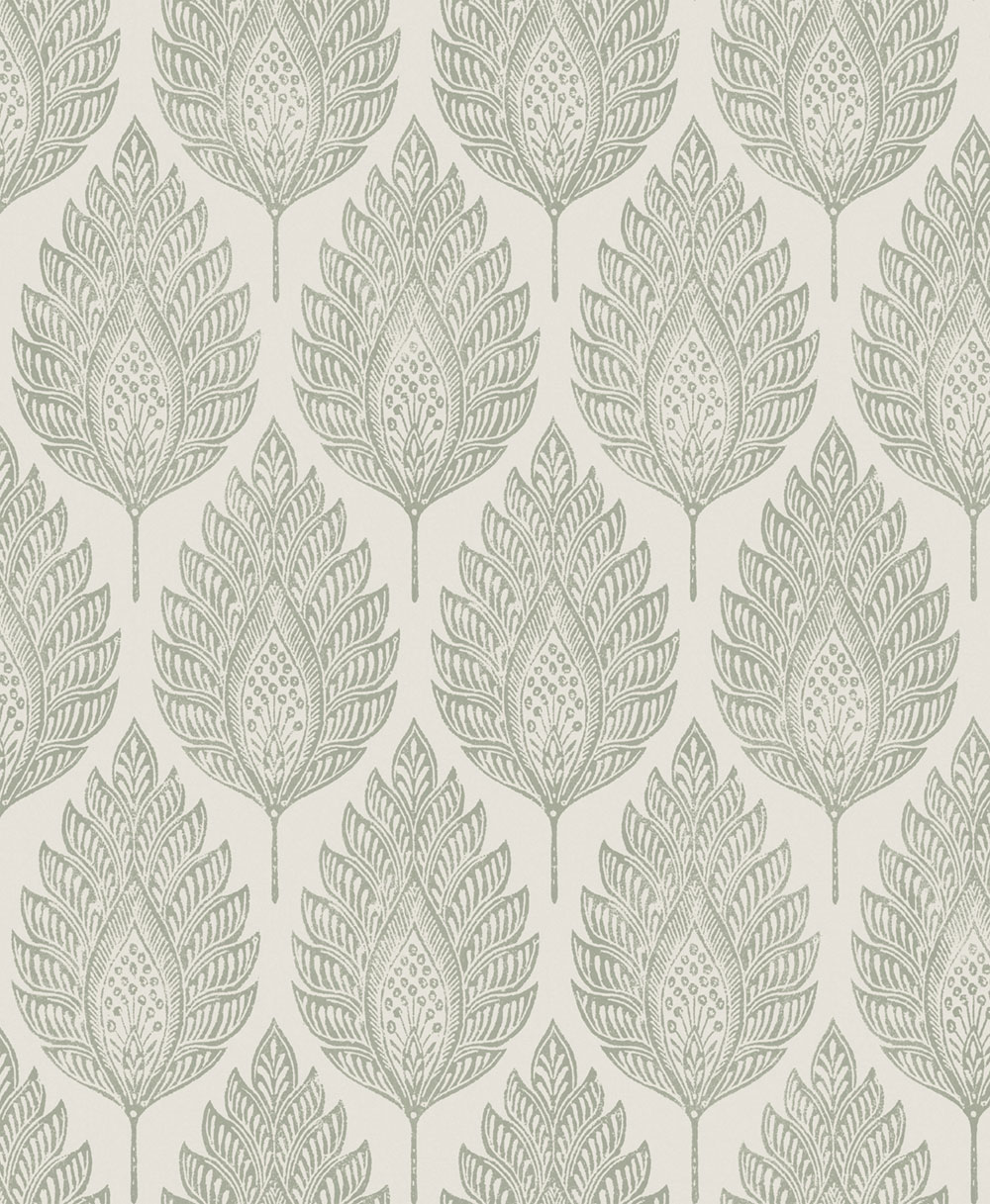 Wallpaper, cream-green, leaves, 142307, Jaipur, Graham Brown Premium