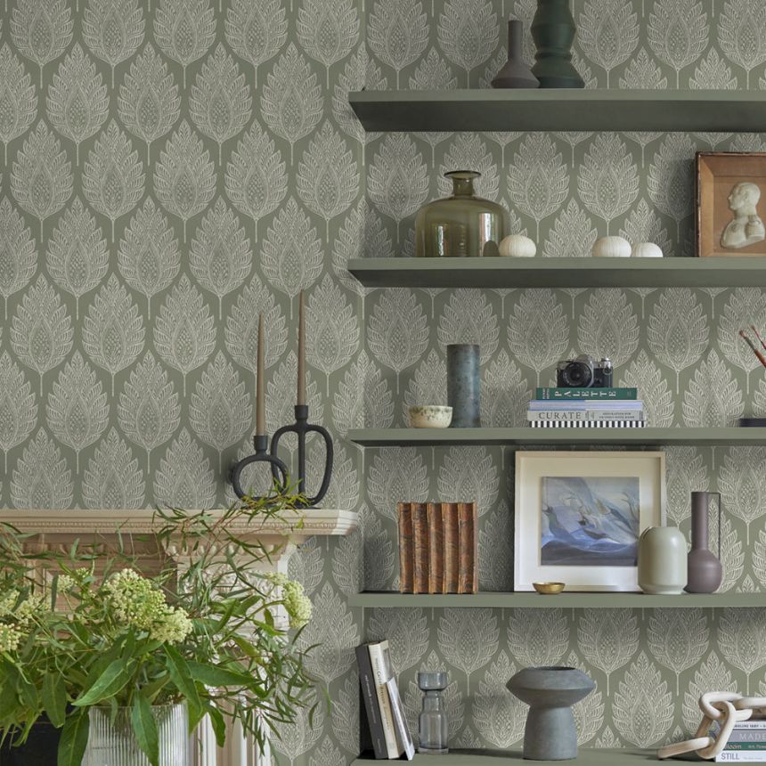 Wallpaper, green, leaves, 142308, Jaipur, Graham Brown Premium