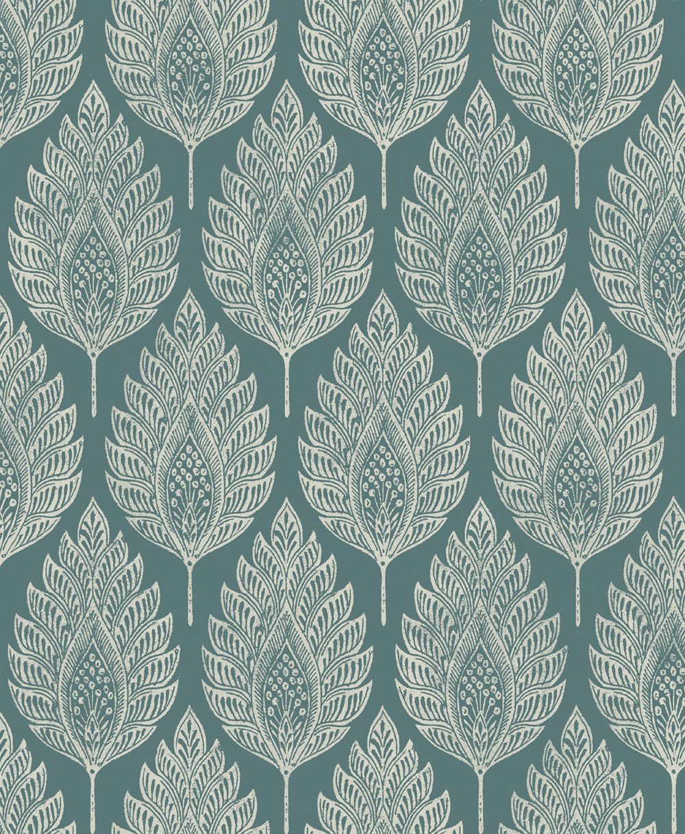 Wallpaper, turquoise, leaves, 142309, Jaipur, Graham Brown Premium