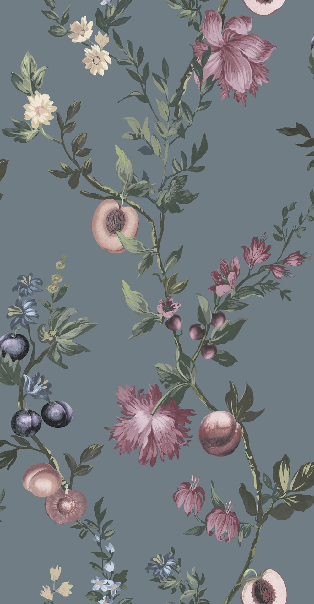 Wallpaper, blue, branches, flowers, 142340, Allurium, Graham Brown Premium