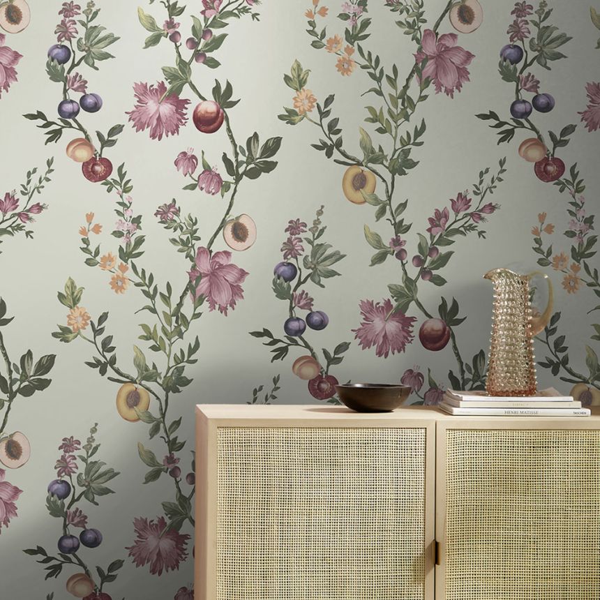 Wallpaper, green, branches, flowers, 142342, Allurium, Graham Brown Premium
