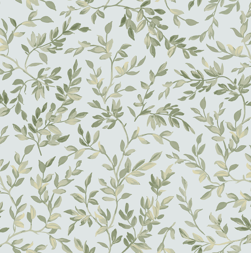 Wallpaper, blue-green, branches, leaves, 142350, Allurium, Graham Brown Premium