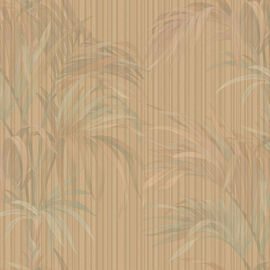 Wallpaper, beige, green, stripes, leaves, Z81017, Philipp Plein 2, Zambaiti Parati