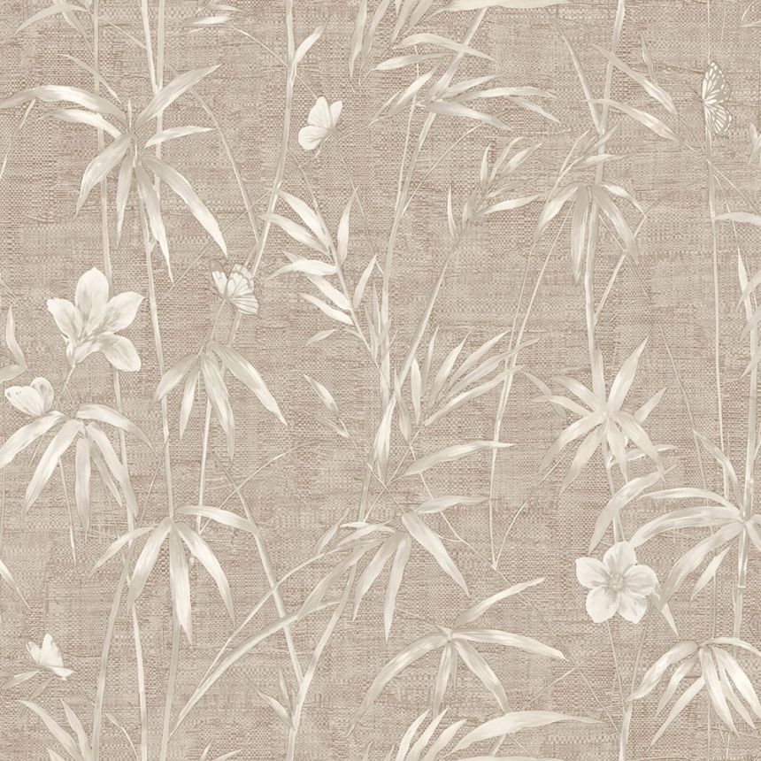 Wallpaper, beige, white, textile texture, plants, Z81051, Philipp Plein 2, Zambaiti Parati
