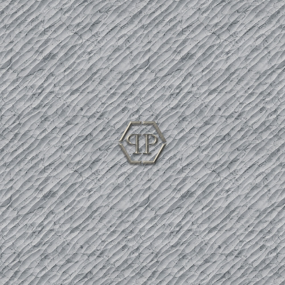 Wall mural, grey, marble, logo, Z81060, 3x3 m, Philipp Plein 2, Zambaiti Parati