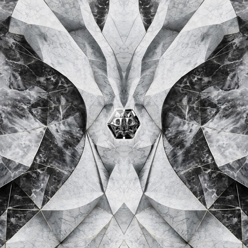 Wall mural, black, grey, marble, shapes, logo, Z81067, 3x3 m, Philipp Plein 2, Zambaiti Parati