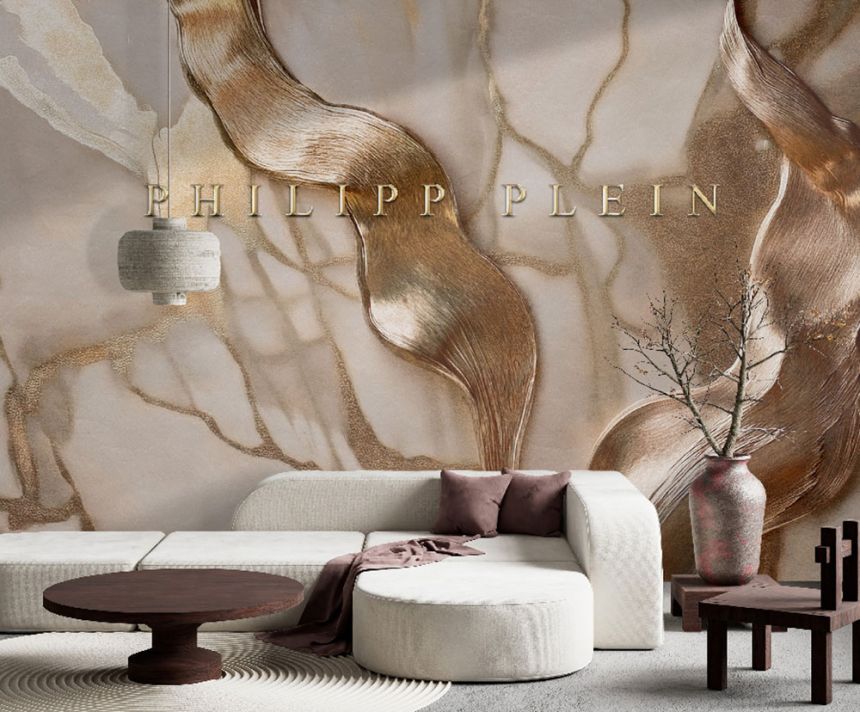 Wall mural, brown, beige, marble, text, Z81069, 3x3 m, Philipp Plein 2, Zambaiti Parati
