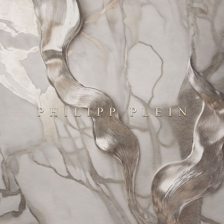 Wall mural, grey, silver, marble, text, Z81071, 3x3 m, Philipp Plein 2, Zambaiti Parati