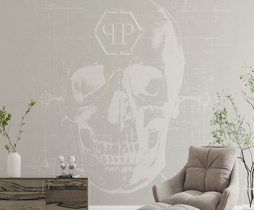 Wall mural, beige, skull, Z81077, 3x3 m, Philipp Plein 2, Zambaiti Parati