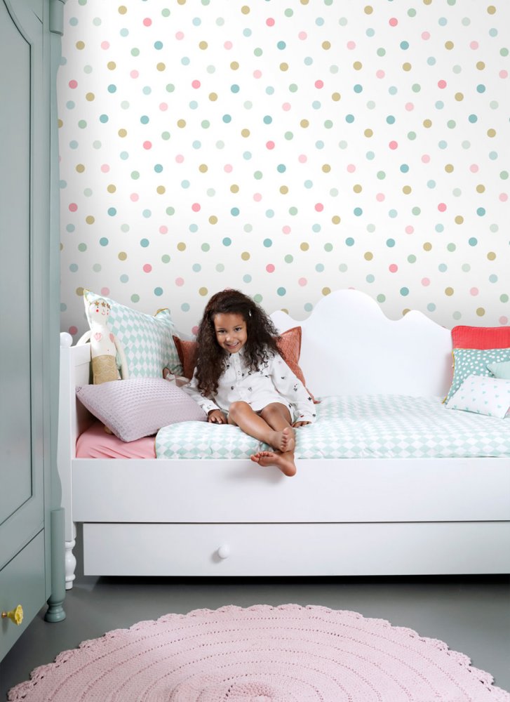 Children's non-woven wallpaper 139041, Polka dots, Let's play, Esta
