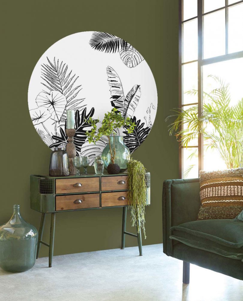 Self-adhesive wallpaper circle with leaves 309142, 120cm, Wallpower Favorites, Eijffinger